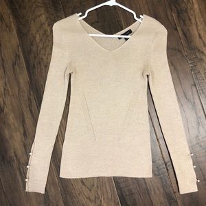 Ann Taylor beige pearl sleeve sweater xs